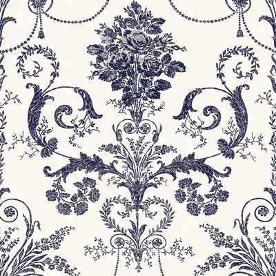 Laura Ashley Josette Wallpaper Off White / Midnight 113387

