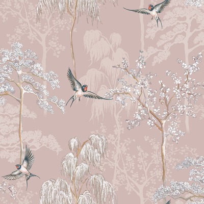Japanese Garden Wallpaper Blush Pink World of Wallpaper E100335AH
