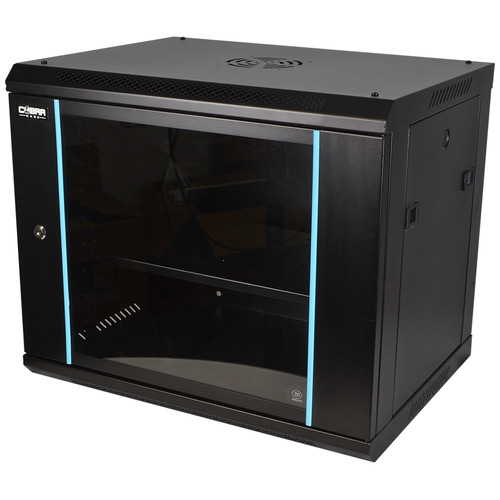 19" 9U Metal Rack Cabinet with Glass Door 450mm Deep Wall or Floor Mount