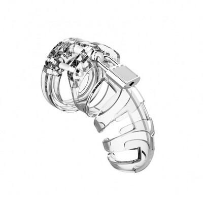 Image of Man Cage 02 Male 3.5 Inch Clear Chastity Cage