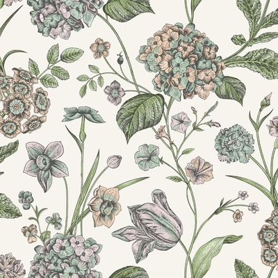 Amelie Hydrangea Wallpaper Cream / Multi Rasch 260162
