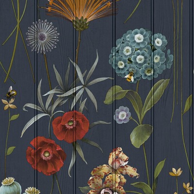 Botanist Wood Panel Wallpaper Blue Belgravia 4771
