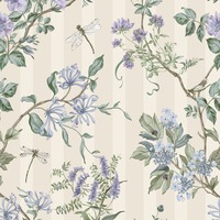 Hampton Gardens Stripe Wallpaper Neutral / Blue Holden 13911