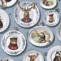 Animals Vintage Tea Party Wallpaper Blue Holden 13941