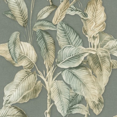Boho Palm Leaf Wallpaper Chalky Blue / Green Rasch 571462
