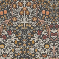 William Morris At Home Blackthorn Wallpaper Charcoal / Burnt Orange 124250