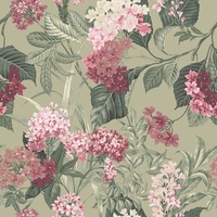 Misaki Floral Wallpaper Sage Green / Pink Belgravia 2321