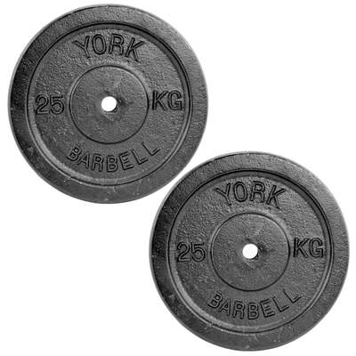 York 2 x 25kg Black Cast Iron 1Inch Plates