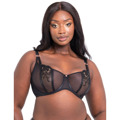 Scantilly by Curvy Kate Ornate Balcony Bra - Black - 32F

