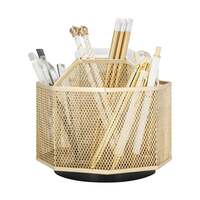 EXERZ Desk Organiser/Mesh Desk Tidy Caddy/Pencil Holder/Multifunctional 360 Rotating – Golden