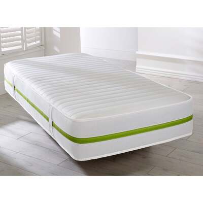Starlight Beds 20cm Deep White and Green Border Quilted Memory foam and Open Coil Spring Mattress - 3ft Single Mattress – Starlight Beds™