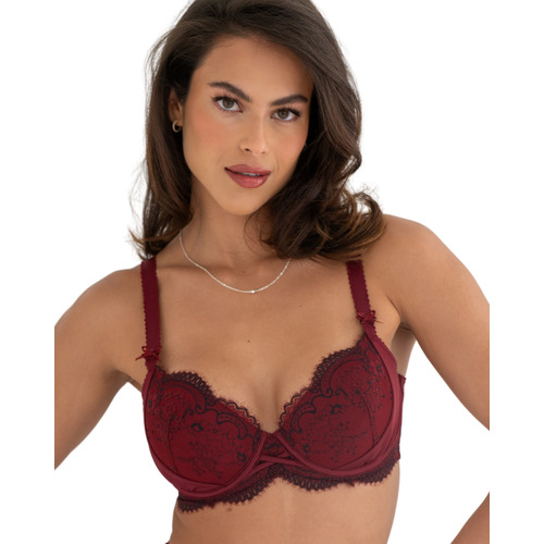 Pour Moi Hollywood Padded Balconette Bra - Burgundy