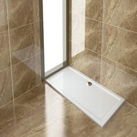 ELEGANT 1600x800x40mm Ultra- Slim Stone Resin Rectangle Shower Tray + 90mm Waste