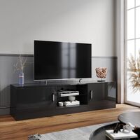 ELEGANT 1500mm High gloss TV Stand Cabinet with Ambient Light for 22"-55" Flat Screen 4k TVs/LED Light TV Black