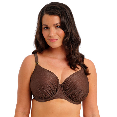 Fantasie Sabana Gathered Full Cup Bikini Top - Chestnut Sparkle