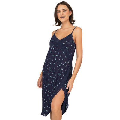 Pour Moi Sofa Loves Lace Lace Soft Jersey Hidden Support Wrap Midi Chemise - Navy/Blue Floral