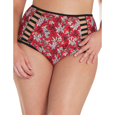 Curvy Kate Maya High Waist Bikini Brief - Red Leaf Print