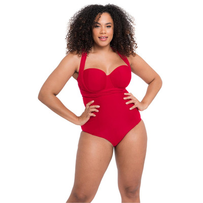 Curvy Kate Wrapsody Bandeau Swimsuit - Red