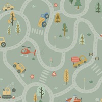 Roundabout Road Wallpaper Sage Green / Multi Holden 14081