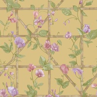 Trailing Floral Trellis Wallpaper Ochre Holden 14201