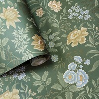 Garden Muse Wallpaper Sky Blue / Green Rasch 100029