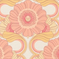 Retro Floral Motif Wallpaper Peach / Yellow AS Creation 39530-5