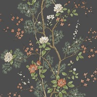 Bridget Floral Wallpaper Charcoal Belgravia 751