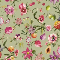 Floral Fruits Wallpaper Multi / Sage Green Holden 14360
