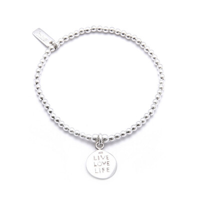 Cute Charm Bracelet with Live Love Life Charm - Silver