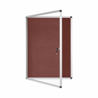 Bi-Office Lockable Felt Noticeboard Display Case 1238 x 1110mm (20 x A4) BURGUNDY
