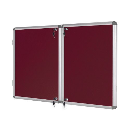 Bi-Office Lockable Felt Noticeboard Display Case 1780 x 1180mm (32 x A4) BURGUNDY