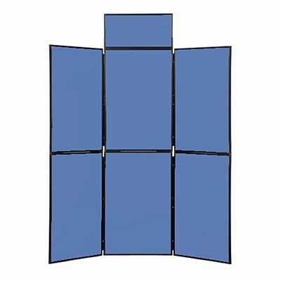 6 Panel Folding Display Stand Black Frame/Blueberry Fabric