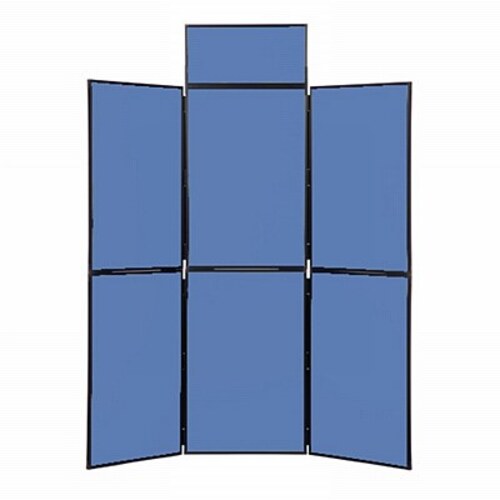 6 Panel Folding Display Stand Black Frame/Blueberry Fabric