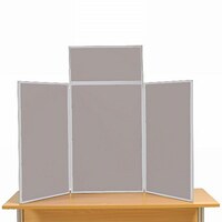 Image of 3 Panel Maxi Desk Top Display Stand Grey Frame/Grey Fabric
