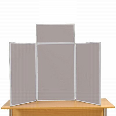 3 Panel Maxi Desk Top Display Stand Grey Frame/Grey Fabric