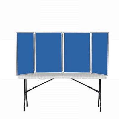4 Panel Maxi Desk Top Display Stand Grey Frame/Blueberry Fabric