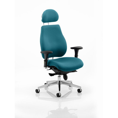 Chiro Plus 'Ergo' Posture Chair with Arms and Headrest Maringa Teal