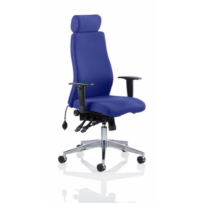 Onyx Posture Chair with Headrest Stevia Blue Fabric