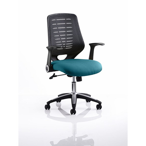 Relay Mesh Back Task Chair Maringa Teal Seat Black Back