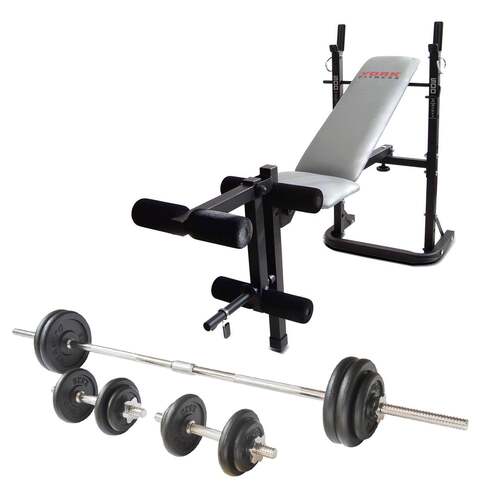 York B500 Weight Bench with Viavito 50kg Cast Iron Weight Set