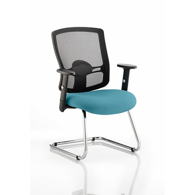 Portland Cantilever Visitor Chair Maringa Teal fabric seat