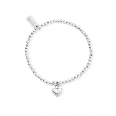 ChloBo Cute Charm Bracelet with Puffed Heart Silver