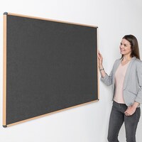 Image of Shield Wood Effect Alu Frame Eco-Colour Noticeboard 1200 x 1200mm CHARCOAL