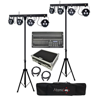 Stage Lighting Package with 8 RGB Lights, Stands & DMX Controller