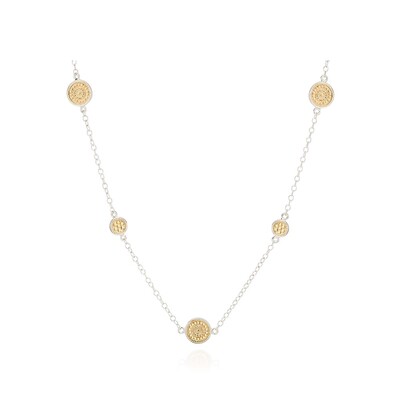 Multi Disc Station Necklace - Gold & Silver