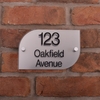 Image of Metallic Acrylic House Signs - Half Rounded Rectangle - Stainless Steel Effect - 20 x 13cm