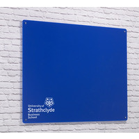 Image of Magnetic Glass Board with your Logo 900 x 600mm Blue
