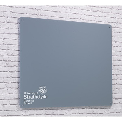 Magnetic Glass Board with your Logo 600 x 450mm Grey