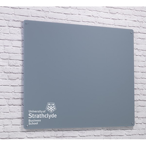 Magnetic Glass Board with your Logo 600 x 450mm Grey