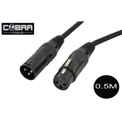 3 Pin DMX Lead 0.5M XLR Male to Female